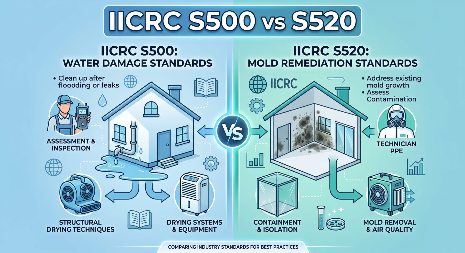 IICRC S500 vs S520: Water & Mold Standards